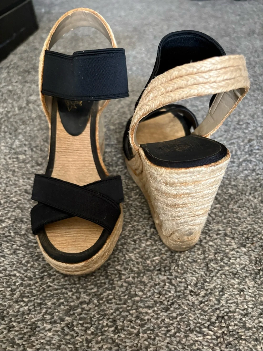 Nine West Black Wedge Espadrille Sandals